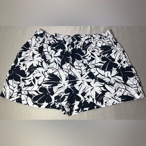 Michael Kors Floral Linen Shorts Women L Elastic Waist